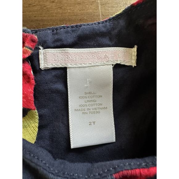 Janie & Jack Navy Blue Red Strawberry Sweet Short Sleeve Cotton Ruffle Dress 2T - Picture 6 of 8